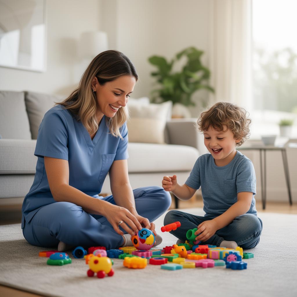 Konnect therapist working with a child at home