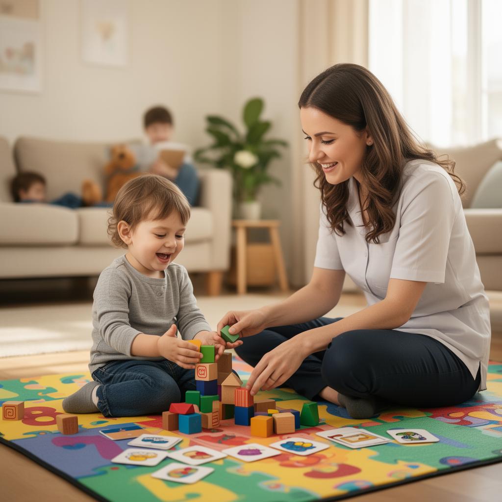 Therapist playing with toddler